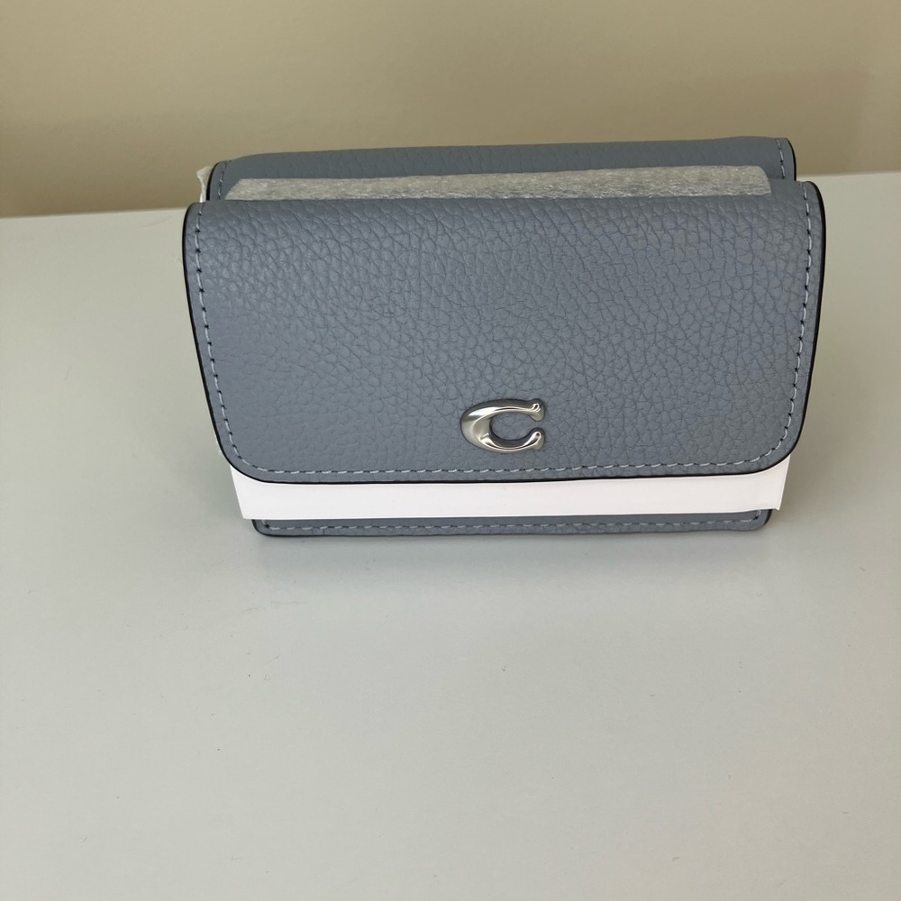 Coach Essential Mini Trifold Wallet Blue and Gray